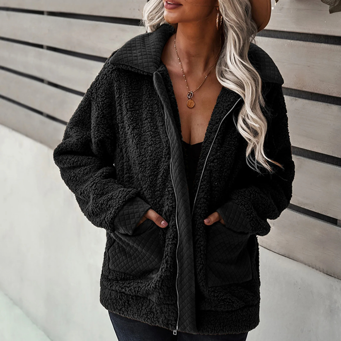 Edith | Damen Lässige Fleecejacke mit Reißverschluss