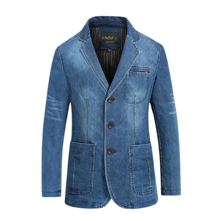 Florian | Herren Lässiger Drei-Knopf-Denim-Blazer