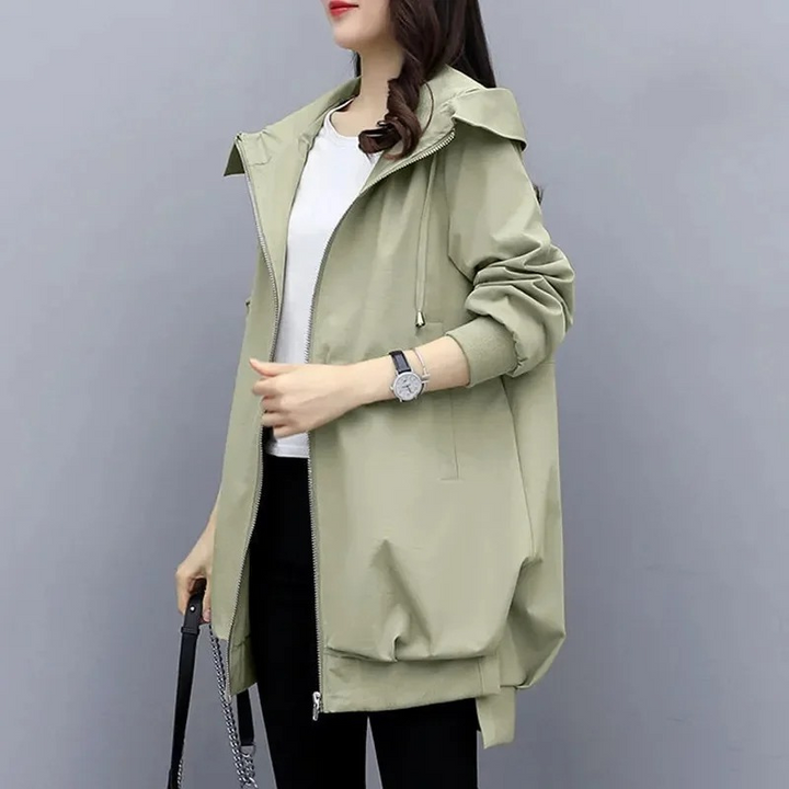 Andrea | Damen Winter Lange Kapuzenjacke mit Reißverschluss