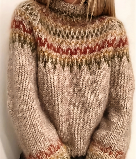 Angela | Damen Winter Gemusterter Strickpullover