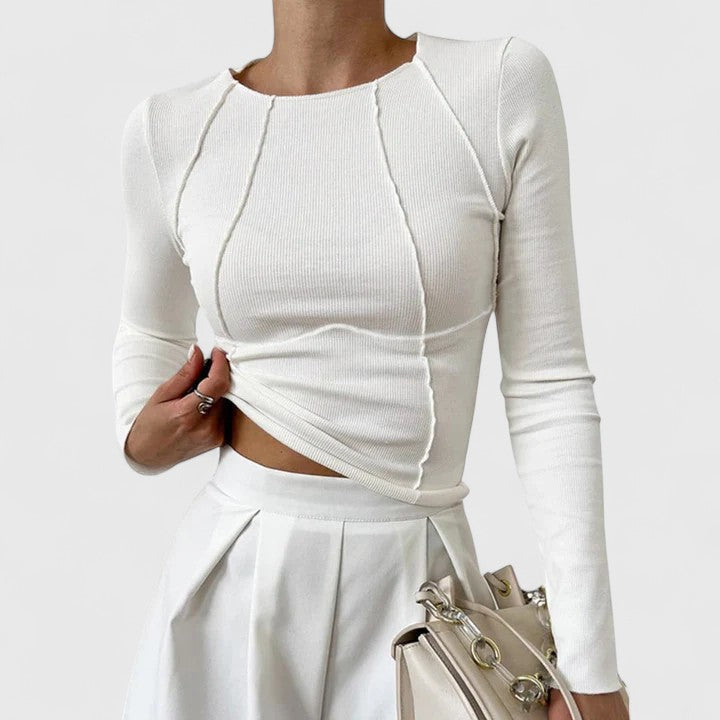 Stefanie | Damen Lässiges Langarmshirt, Enganliegend