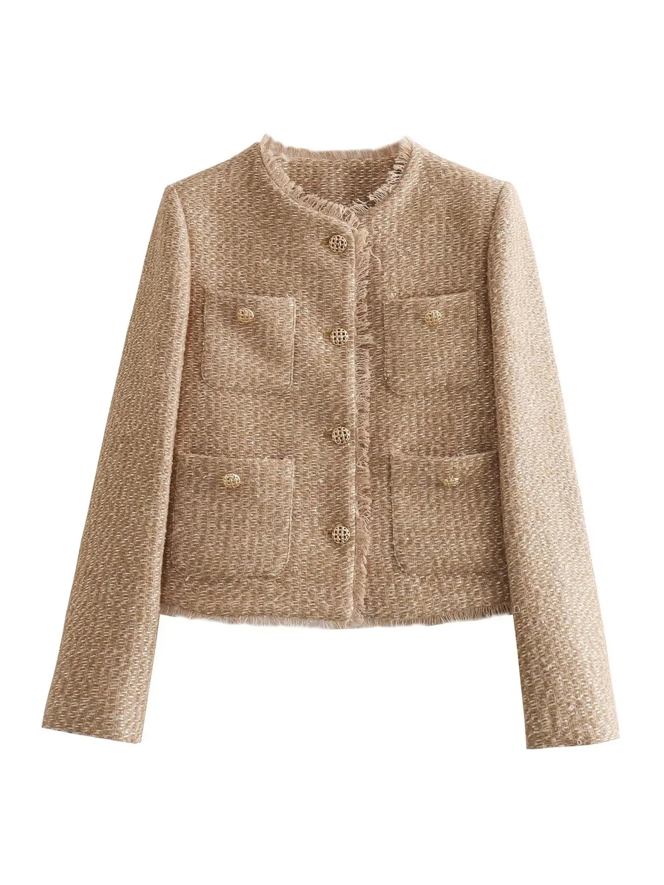 Annika | Damen Winter Tweed-Knopfjacke