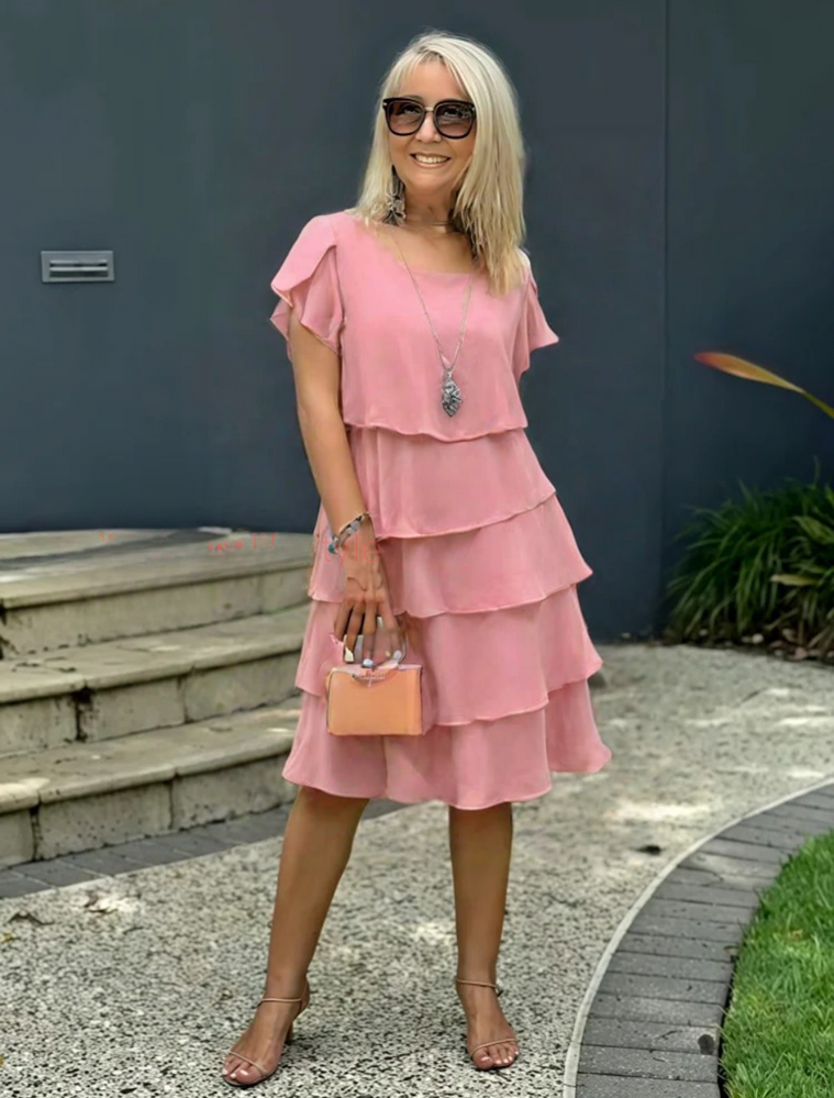 Carolin | Damen Lässiges Partykleid mit Lagen und Rüschen