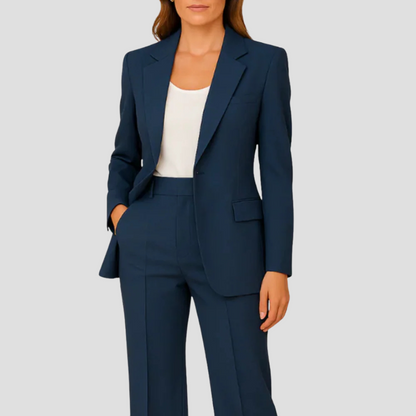 Leonie | Damen Elegantes Zweiteiliges Anzugset mit Langem Blazer