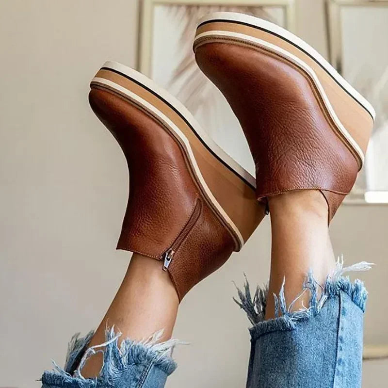 Britta | Damen Winter Wedge Lederstiefel