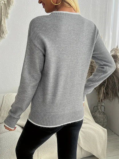 Bettina | Damen Winter Strickpullover mit Schneeflocken