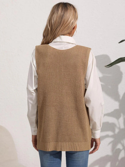 Kathrin | Damen Winter Strickweste mit Taschen