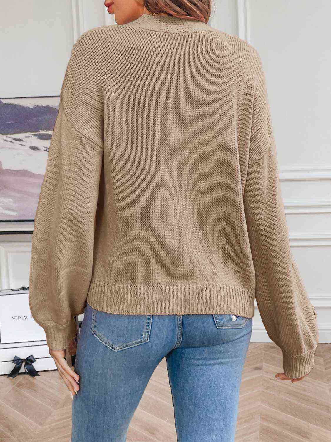 Melanie | Damen Winter Blumen Offener Cardigan