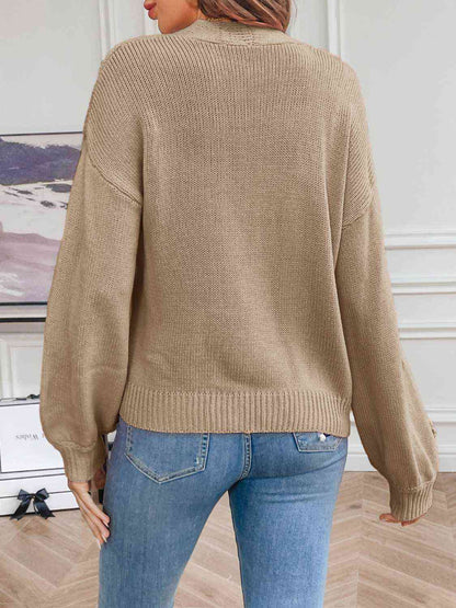 Melanie | Damen Winter Blumen Offener Cardigan
