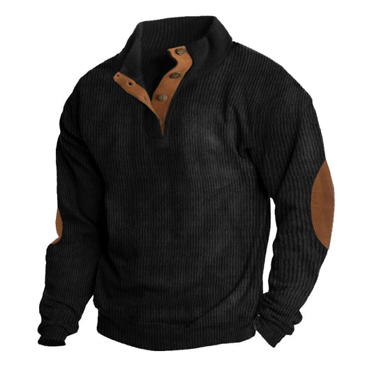 Robert | Herren Gerippter Pullover mit Ellbogen-Patches