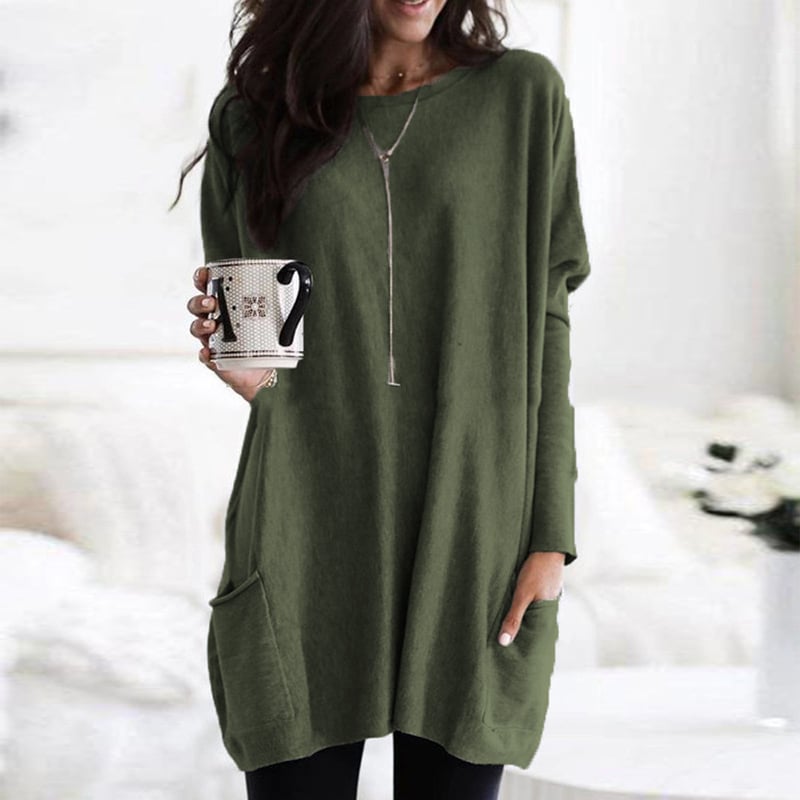 Martina | Damen Winter Tunika-Strickpullover mit langen Ärmeln