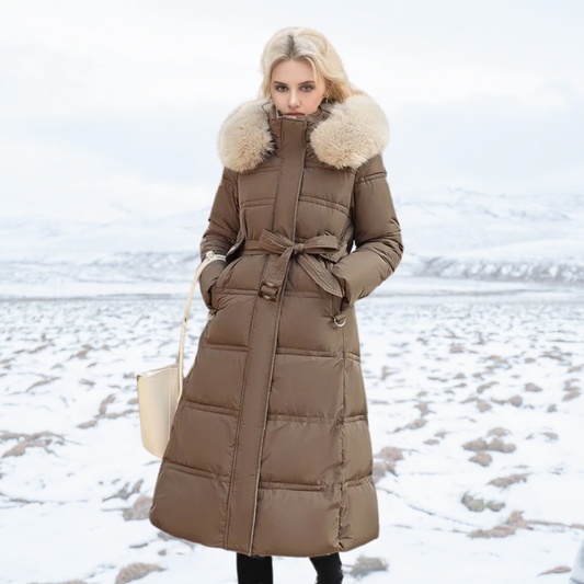 Emilia | Damen Winter Lange Pufferjacke mit Fell