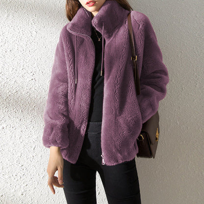 Sabina | Damen Gemütliche Winterjacke aus Kunstfell