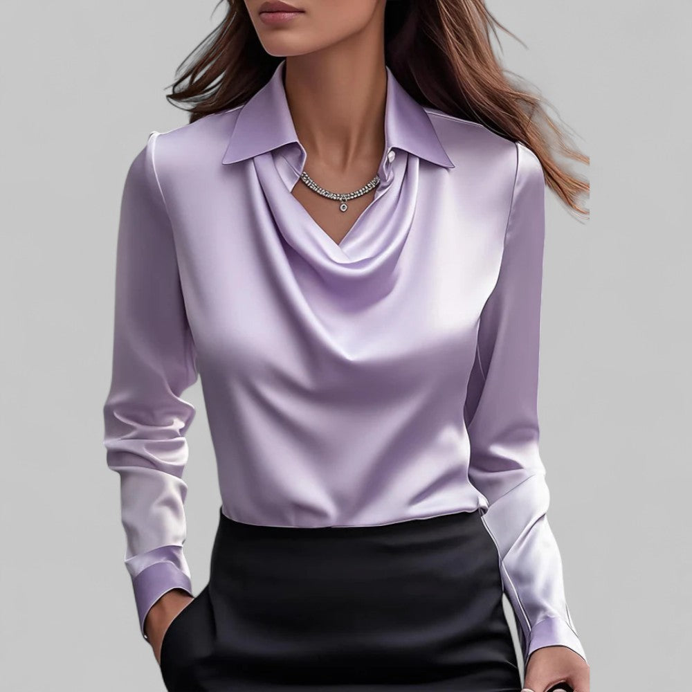Tamara | Women Long Sleeve Draped Collar Shirt Classic Style