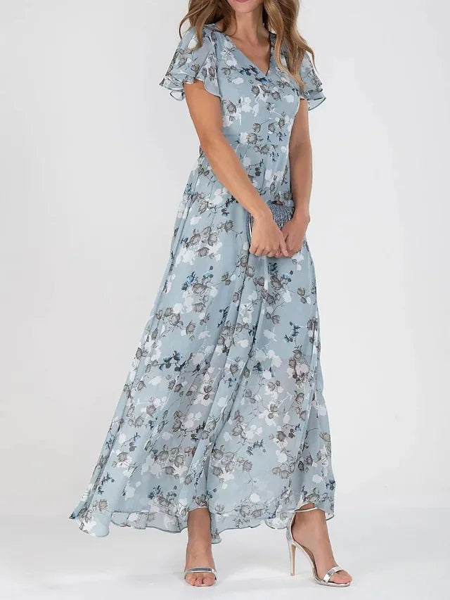 Britta | Damen Sommer Maxi Kleid mit Blumenmuster
