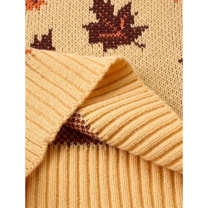 Susanne | Damen Winter Pullover mit Blätter-Muster