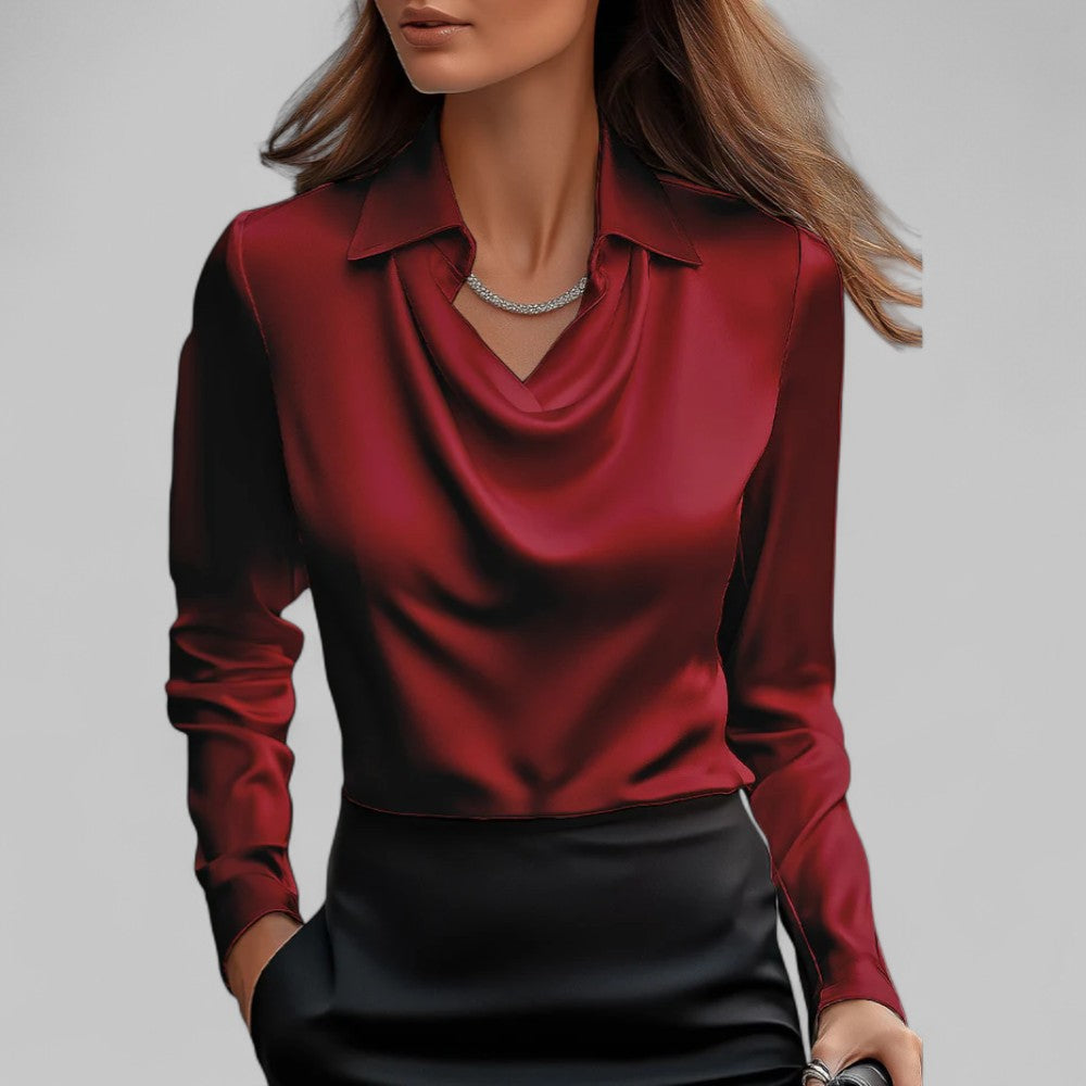 Tamara | Women Long Sleeve Draped Collar Shirt Classic Style