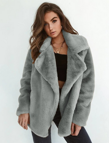 Sarah | Damen Wintermantel aus Kunstpelz