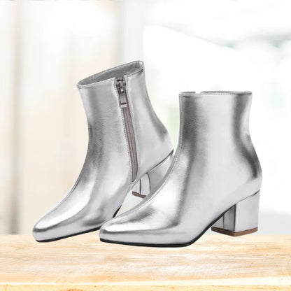 Elsa | Damen Metallic Reißverschluss Stiefeletten