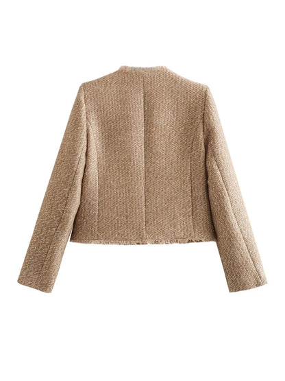 Annika | Damen Winter Tweed-Knopfjacke