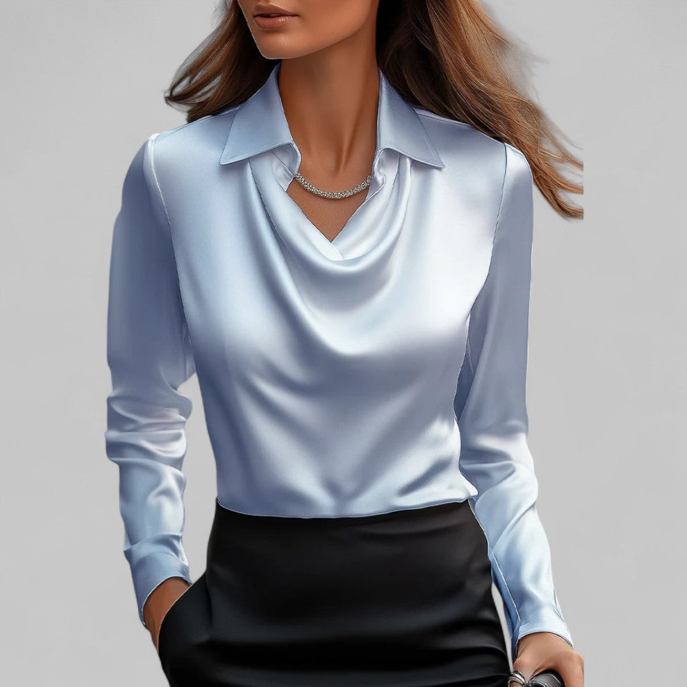 Tamara | Women Long Sleeve Draped Collar Shirt Classic Style