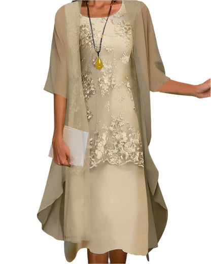 Carolin | Damen Zweiteiliges Kleid aus Spitze und Chiffon