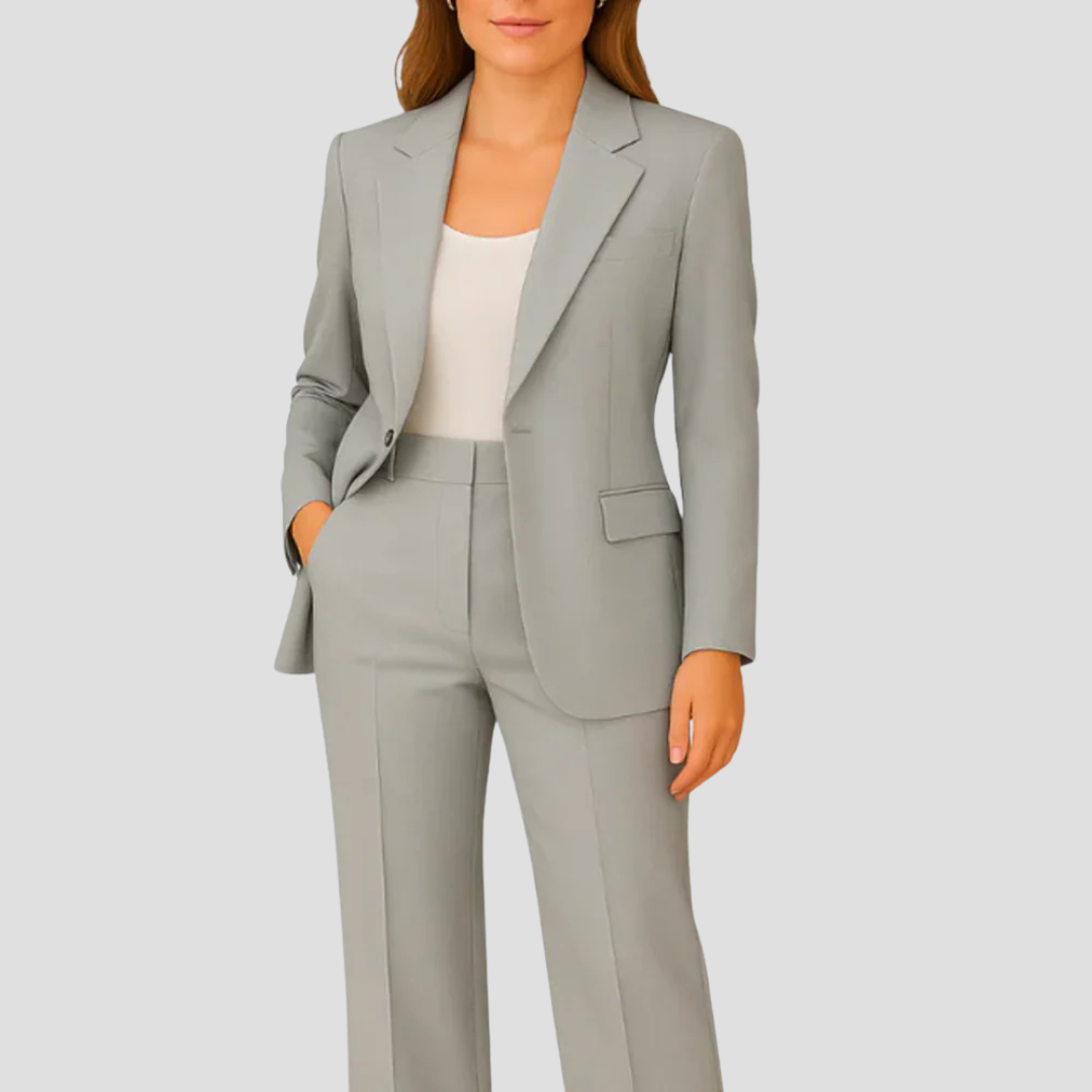 Leonie | Damen Elegantes Zweiteiliges Anzugset mit Langem Blazer