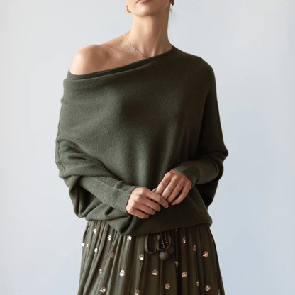 Laura | Winter Damen Off-Shoulder Lockerer Pullover