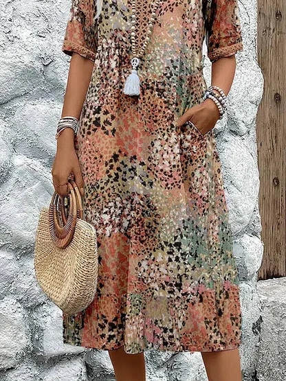 Annika | Damen Sommer Boho Kleid mit Taschen
