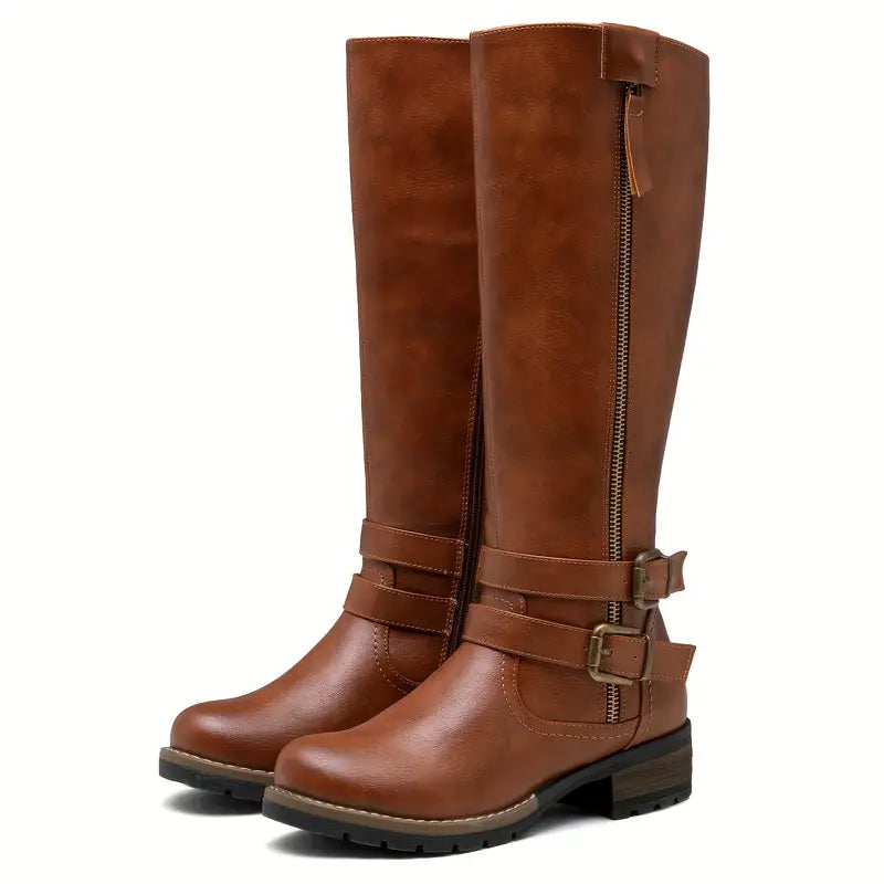 Viviane | Damen Winterstiefel mit Schnallen kniehoch