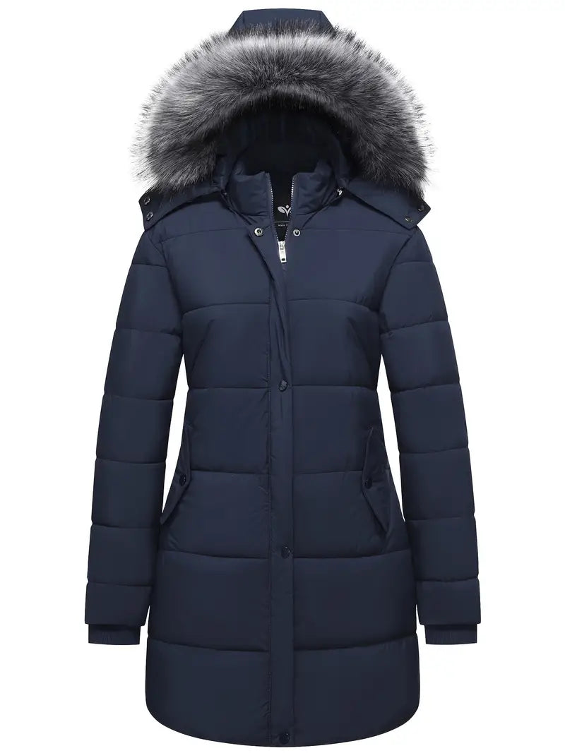 Emilia | Gesteppten Damen-Pufferjacke mit Fellkapuze