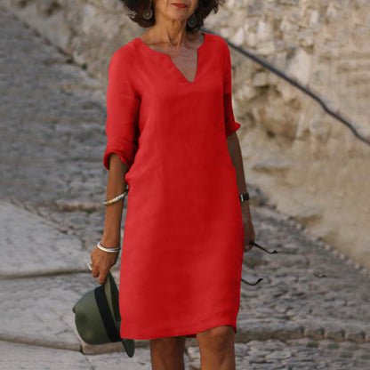 Elfriede | Damen Sommer Kleid Knielang mit V-Ausschnitt