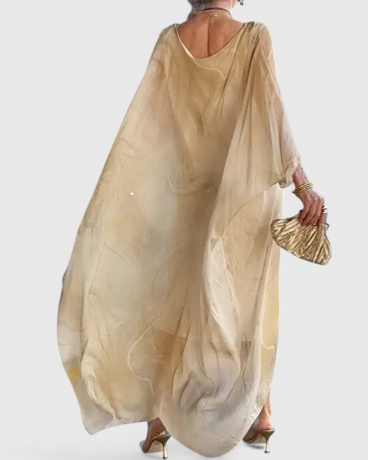 Katharina | Damen Locker Geschnittenes Langkleid mit Künstlerischem Muster