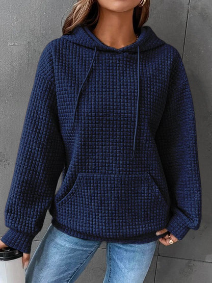 Andrea | Damen Winter Waffelstrick Hoodie Pullover