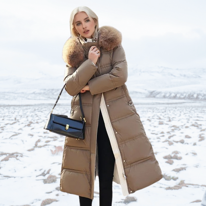Emilia | Damen Winter Lange Pufferjacke mit Fell