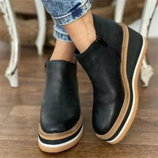 Britta | Damen Winter Wedge Lederstiefel
