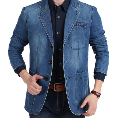 Florian | Herren Lässiger Drei-Knopf-Denim-Blazer