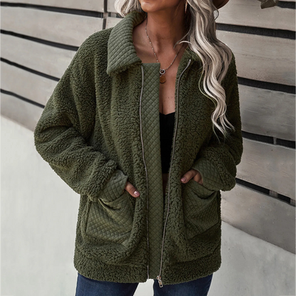 Edith | Damen Lässige Fleecejacke mit Reißverschluss