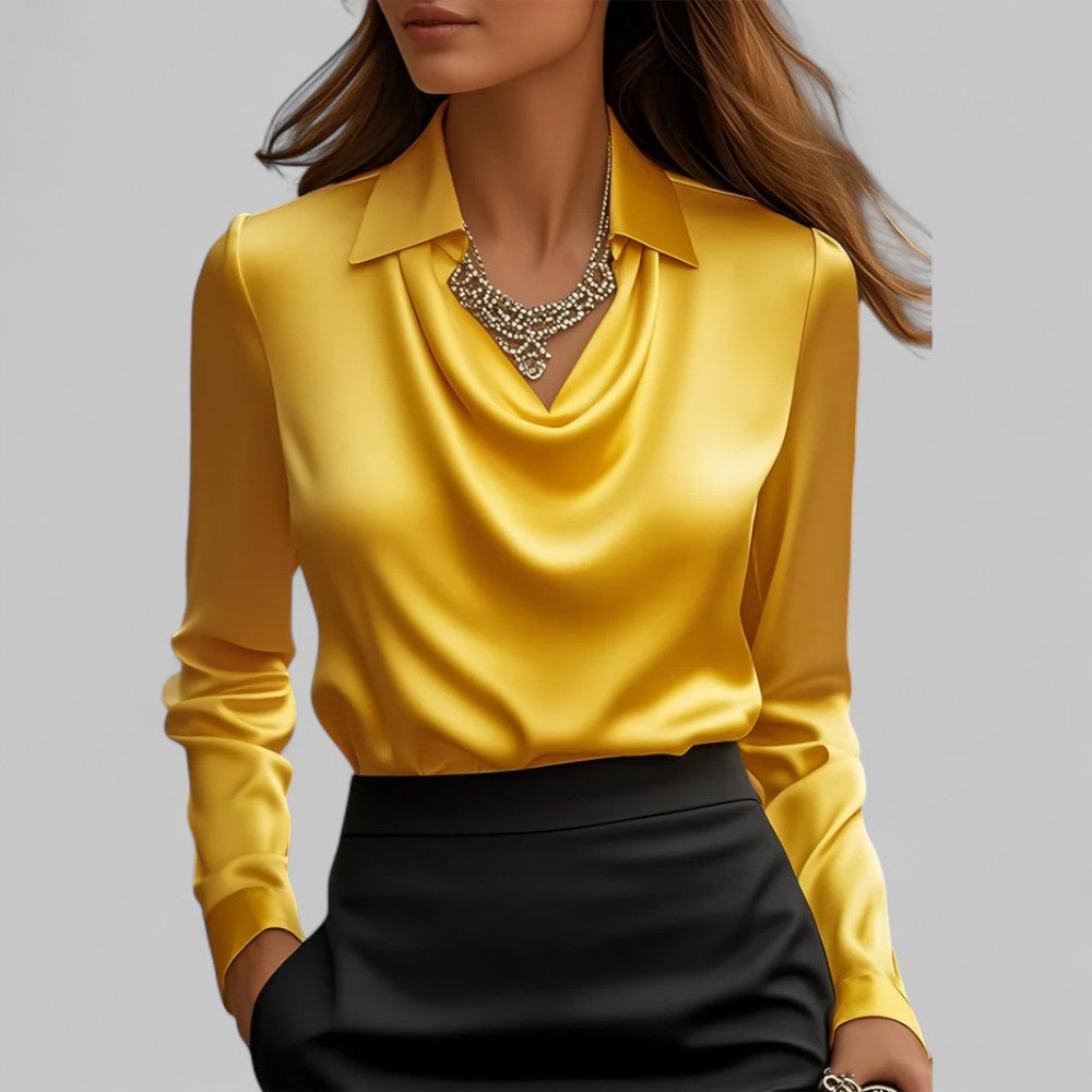 Tamara | Women Long Sleeve Draped Collar Shirt Classic Style