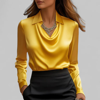 Tamara | Women Long Sleeve Draped Collar Shirt Classic Style