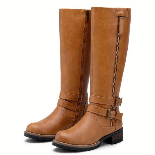 Viviane | Damen Winterstiefel mit Schnallen kniehoch