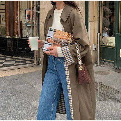 Elke | Damen Langer Karierter Gefütterter Trenchcoat für den Winter