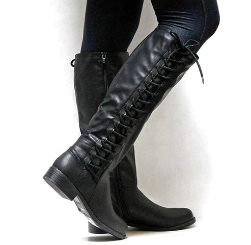 Marion | Damen Knielange Stiefel mit Runder Spitze