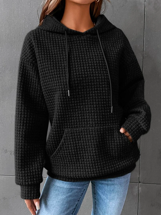 Andrea | Damen Winter Waffelstrick Hoodie Pullover