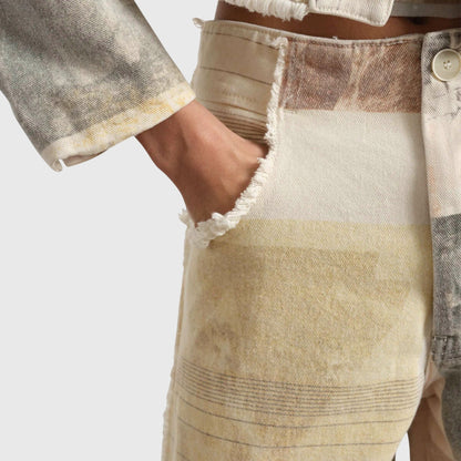 Rita | Damen Vintage-Jeans mit Hoher Taille und Print