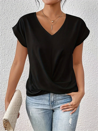 Ursula | Damen Sommerbluse mit Loose-Fit und V-Ausschnitt