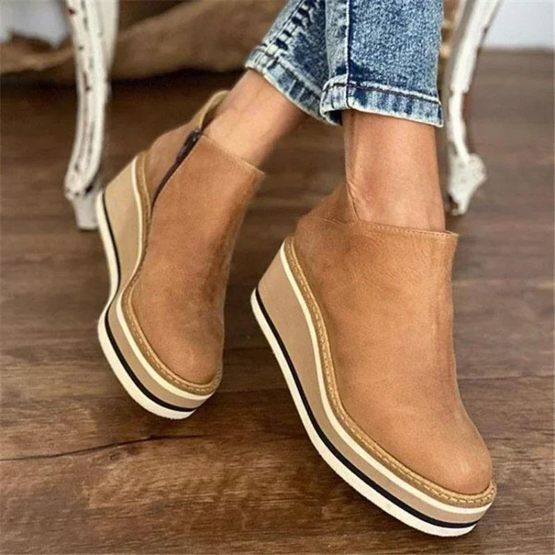 Britta | Damen Winter Wedge Lederstiefel