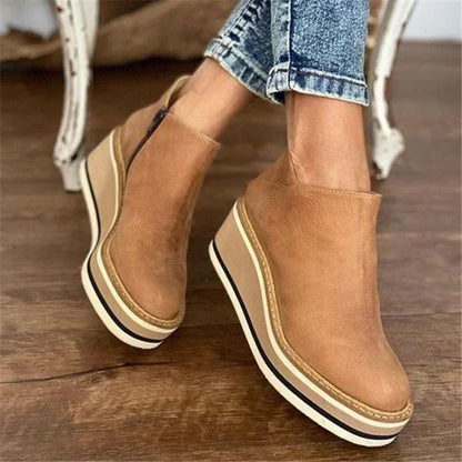 Britta | Damen Winter Wedge Lederstiefel