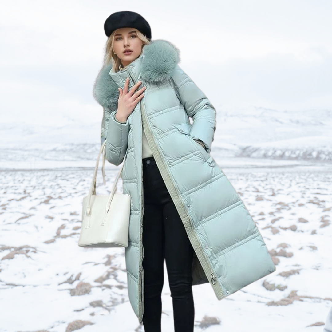 Emilia | Damen Winter Lange Pufferjacke mit Fell