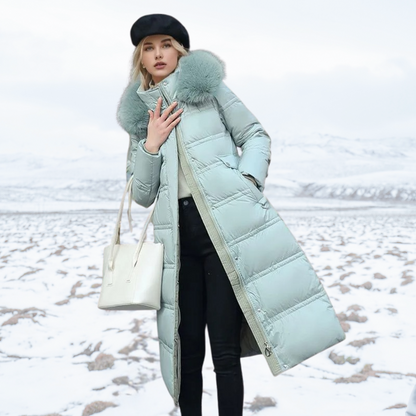 Emilia | Damen Winter Lange Pufferjacke mit Fell